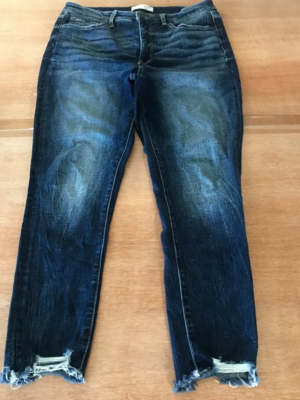 BKE Parker Universal Fit Ankle Skinny Jeans Women 31 Blue High Rise Raw Hem